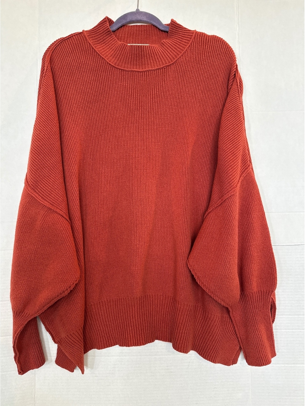 Zenana L/XL Rust Orange Oversized Knit Sweater
